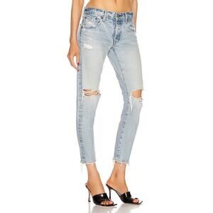 Moussy Vintage MV Yardley Tapered Jeans In Light Blue Wash Size 25 Straight Leg